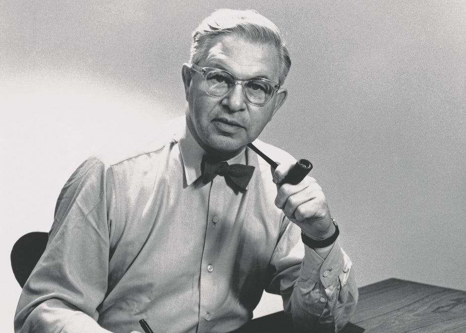 Designer Arne Jacobsen looking at the camera