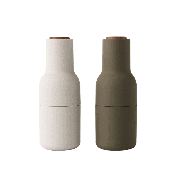 Audo Bottle grinder i hunting green/beige og walnut