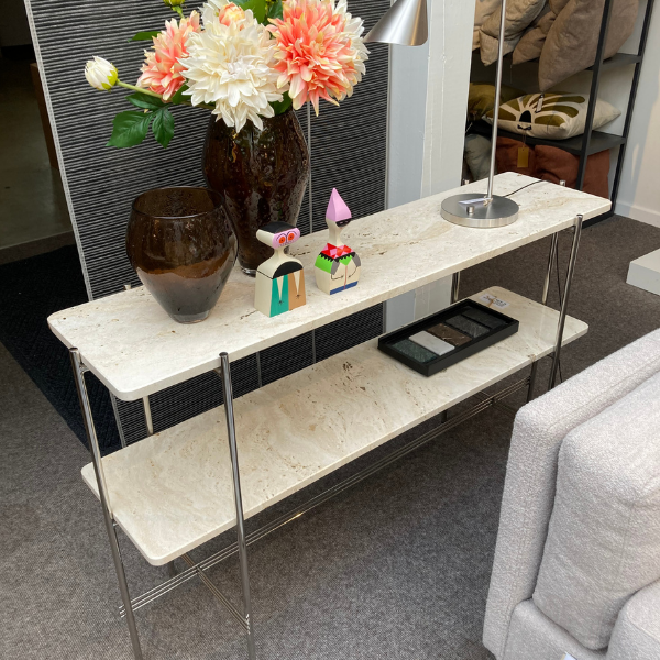 TS Console | GUBI | Travertine / Polished Steel