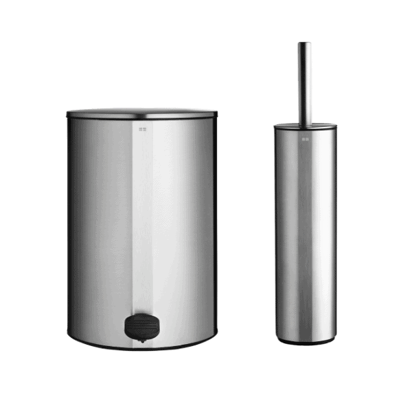 Unidrain Reframe toiletbørste og pedalspand i børstet stål