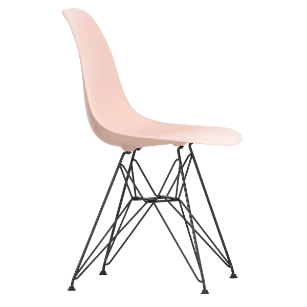 Eames Plastic Side Chair RE DSR sort stål - pale rose
