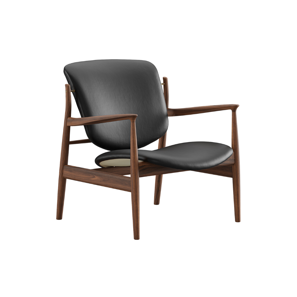 France Stol | Valnød og sort læder