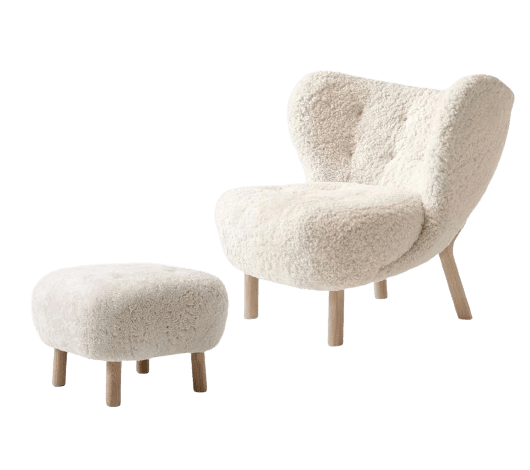 Lille Petra VB1 & Pouf ATD1 | Moonlight & Sahara | Loungestol med puf