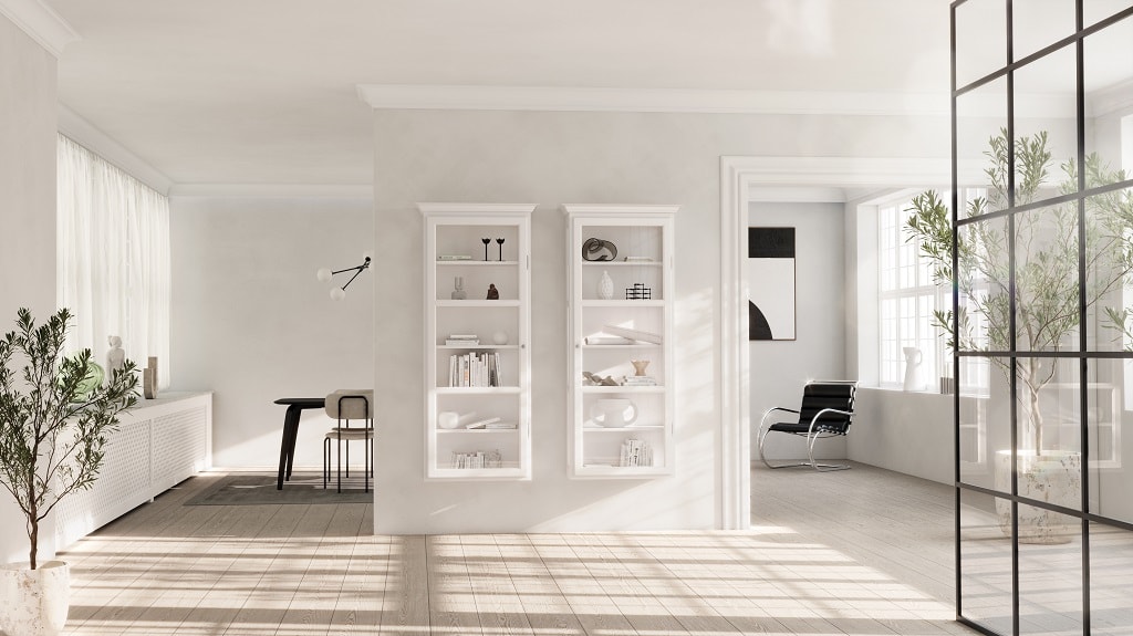 Lindebjerg Design hvide vitrineskabe