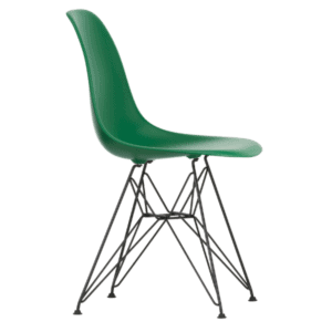 Eames Plastic Side Chair RE DSR sort stål - emerald