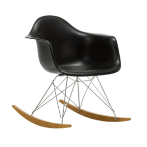 Eames plastic armchair RE RAR i ahorn/krom og i farven deep black