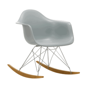 Eames plastic armchair RE RAR i ahorn/krom og i farven light grey