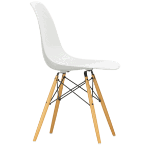 Eames Plastic Side Chair RE DSW i ahorn og farven White