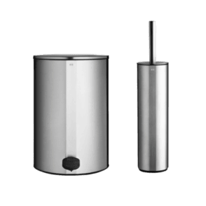 Unidrain Reframe toiletbørste og pedalspand i børstet stål