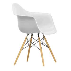 Eames Plastic Armchair RE DAW i ahorn og farven Cotton white
