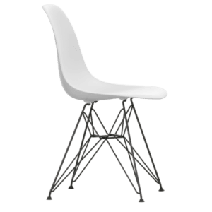 Eames Plastic Side Chair RE DSR sort stål - cotton white