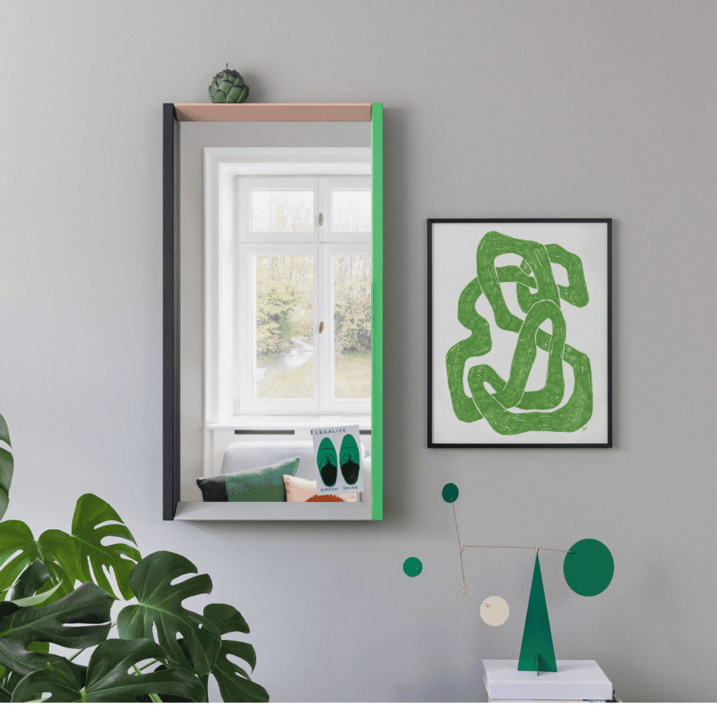 Spejl fra Vitra i grøn og lyserød