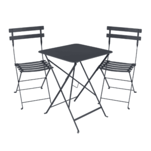 Bistro bord 57x57 og 2 bistro metal chair i anthracite - online lagersalg