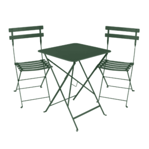 Bistro bord 57x57 og 2 bistro metal chair i cedar green - online lagersalg