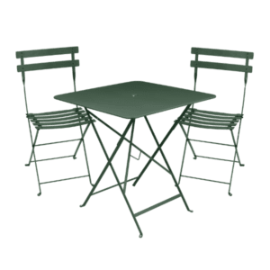 Bistro bord 71x71 og 2 bistro metal chair i cedar green - online lagersalg